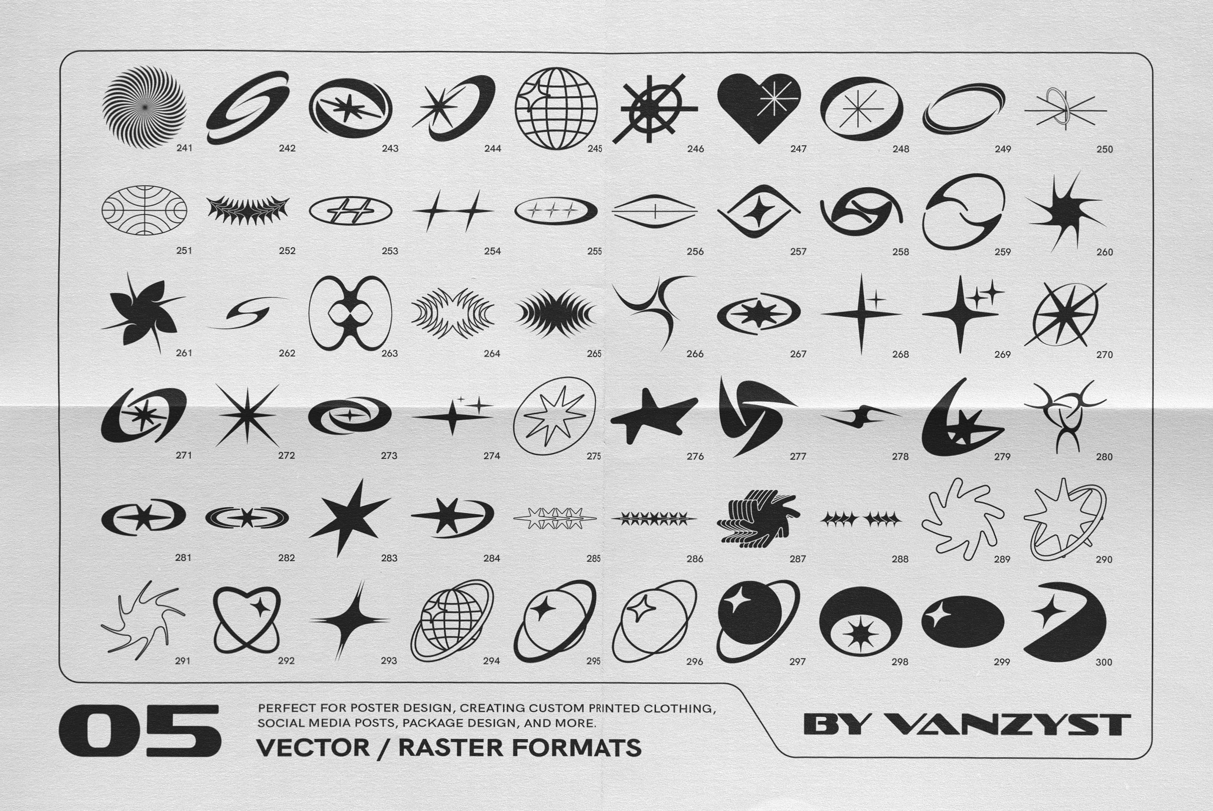 Y2K 327 Characters Halftones Shapes