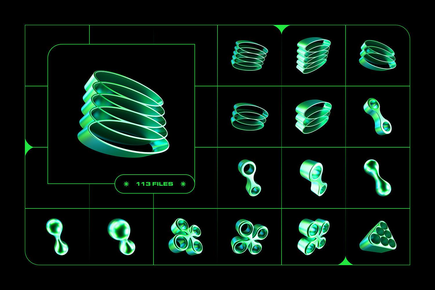 Y2K 3D Shapes Collection