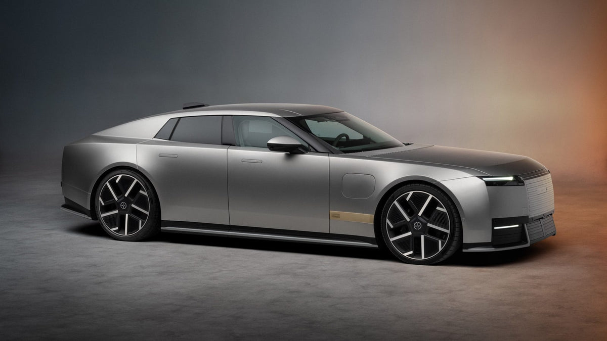 Side profile of Jaguar's new Type 01 electric four-door car