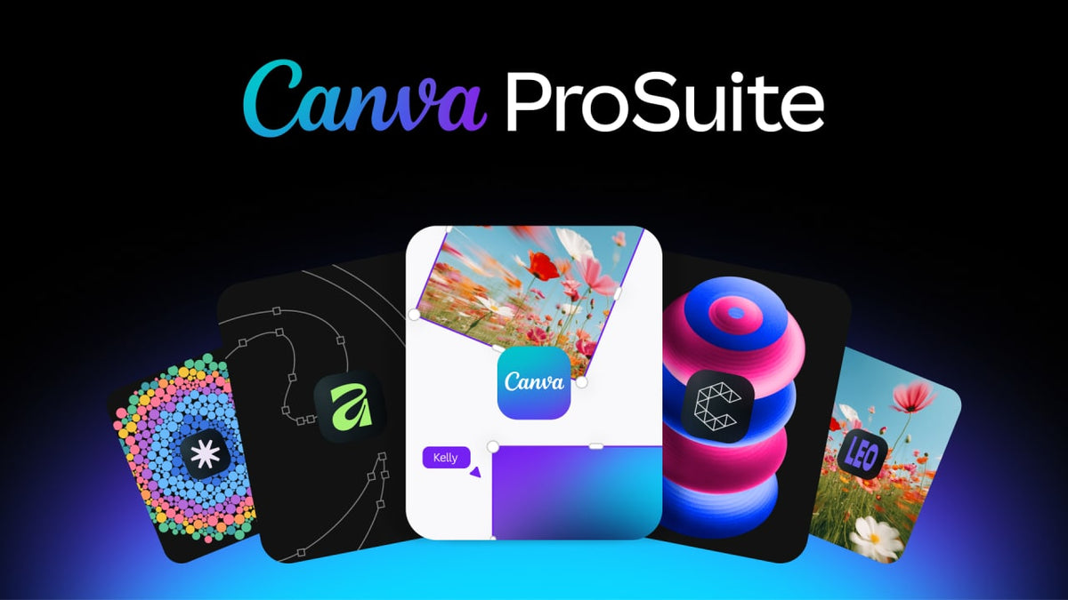 Canva ProSuite promo showing Affinity, Cavalry, Flourish and Leonardo app icons and interfaces