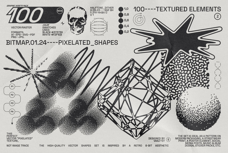 100 Textured Abstract Shapes