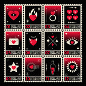 12 Retro Love Stamps