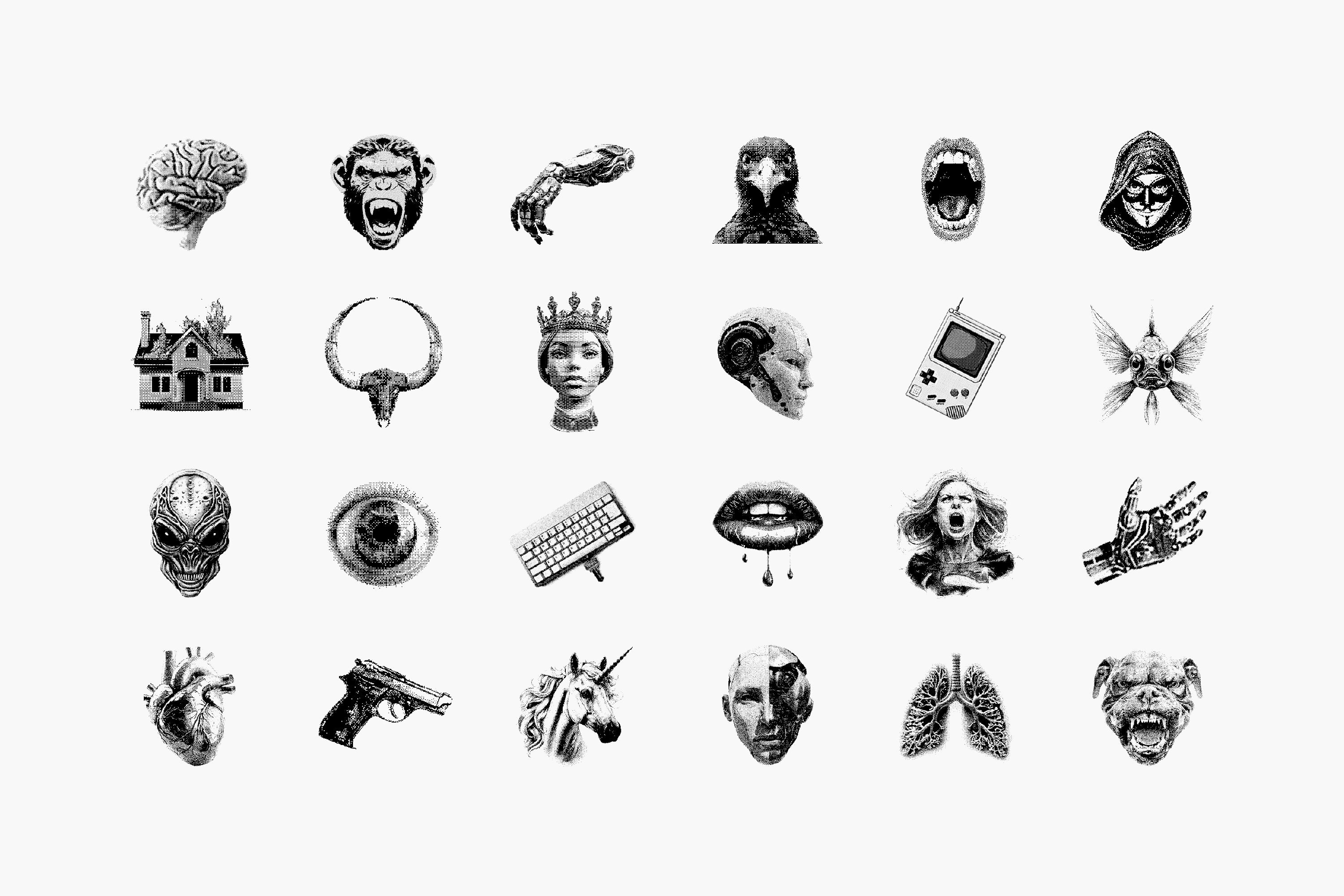 144 Dithering Bitmap Vector Shapes Collection