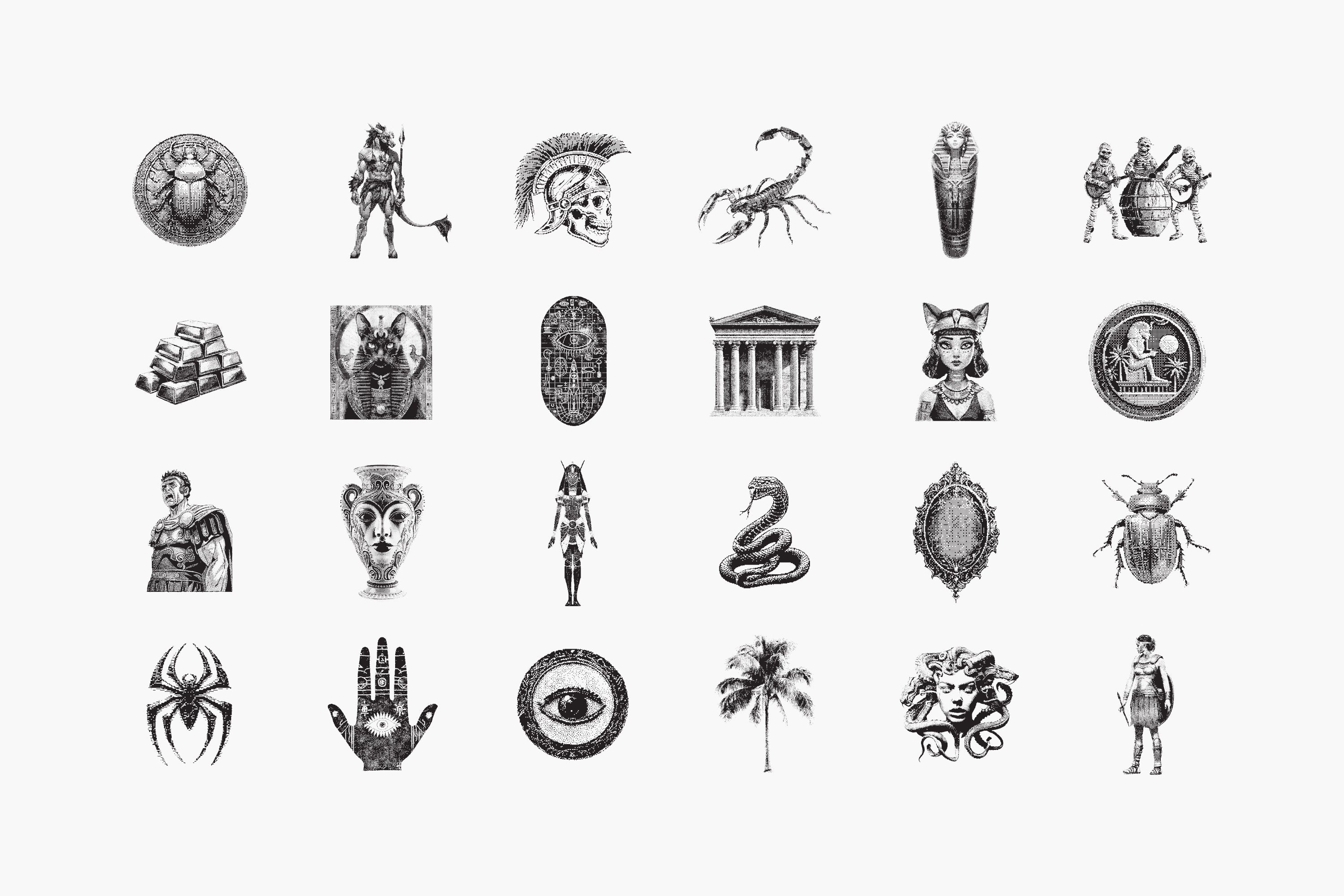 144 Dithering Bitmap Vector Shapes Collection