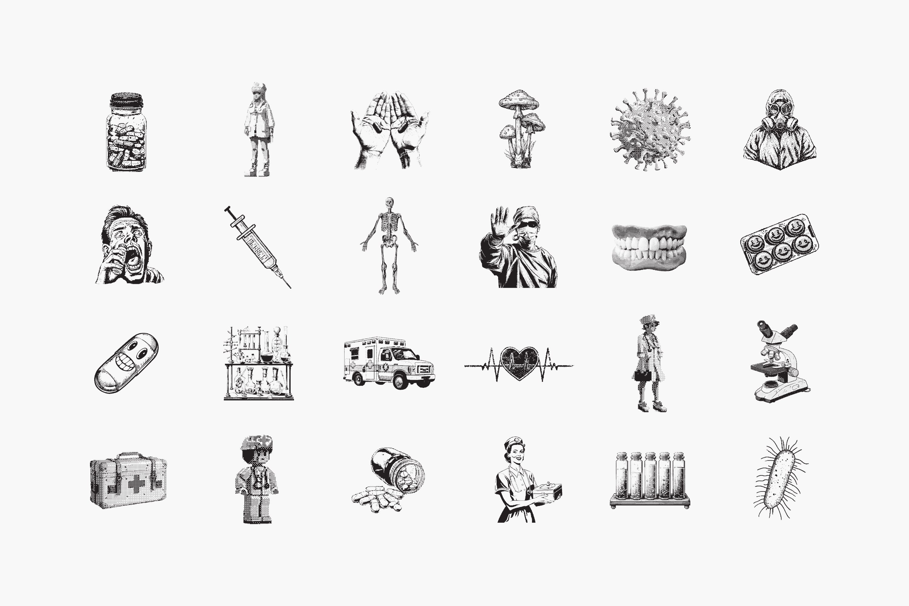 144 Dithering Bitmap Vector Shapes Collection