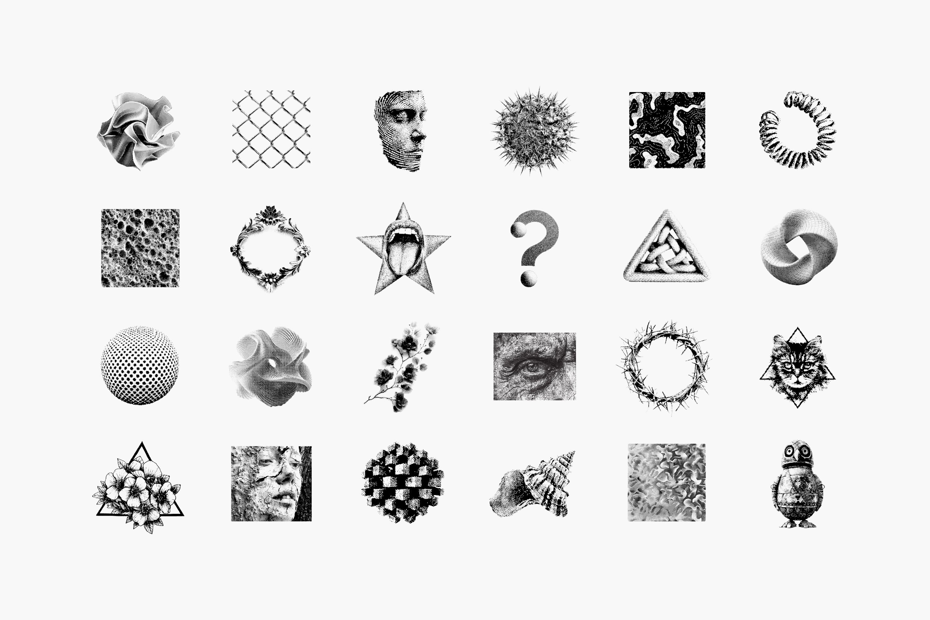144 Dithering Bitmap Vector Shapes Collection