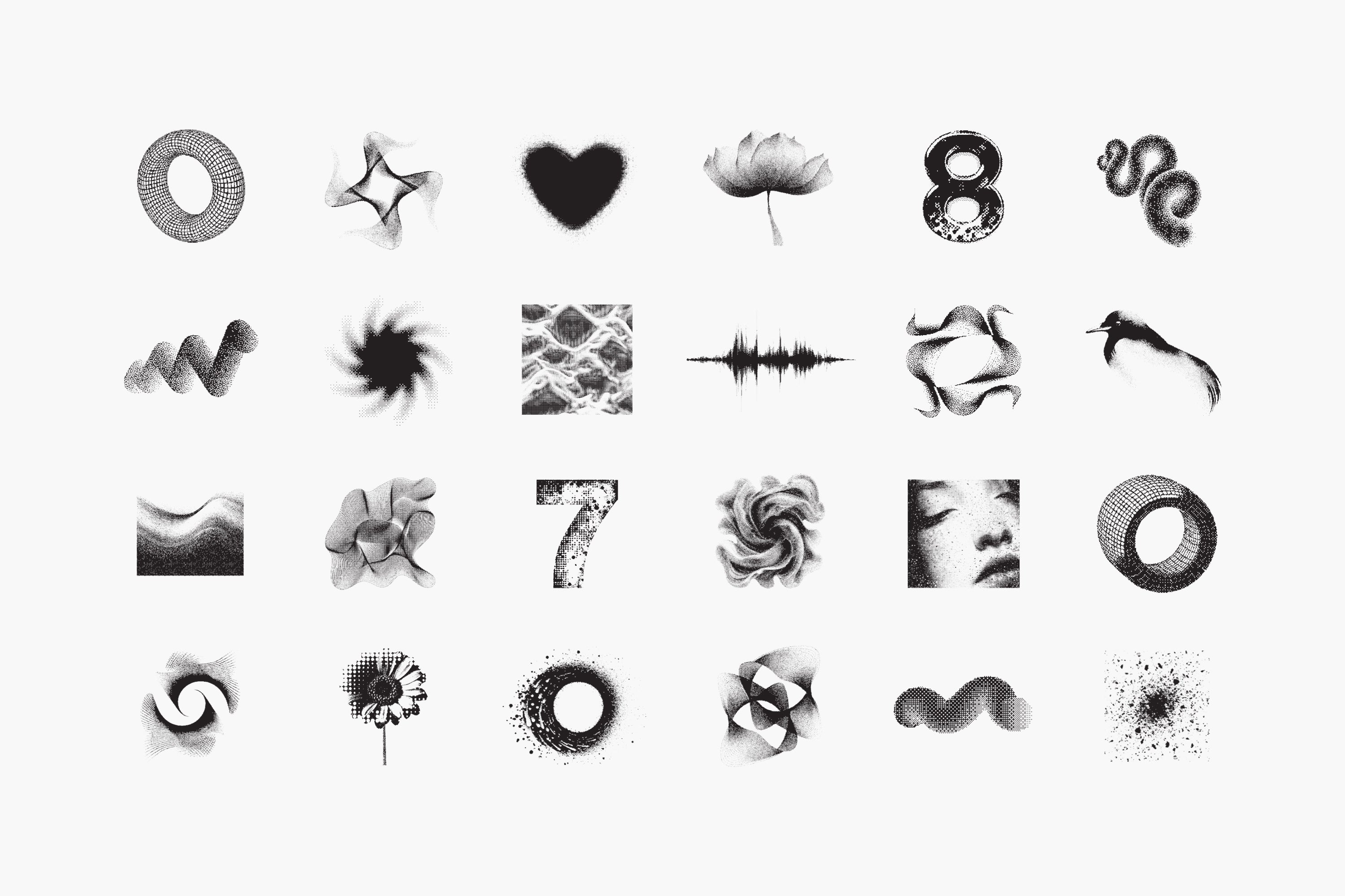 144 Dithering Bitmap Vector Shapes Collection