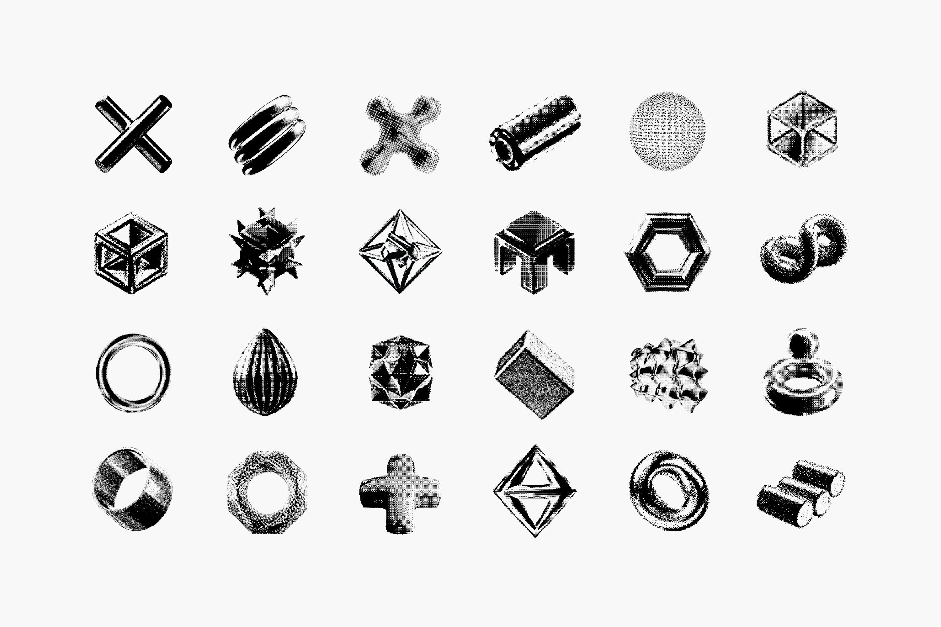 144 Dithering Bitmap Vector Shapes Collection