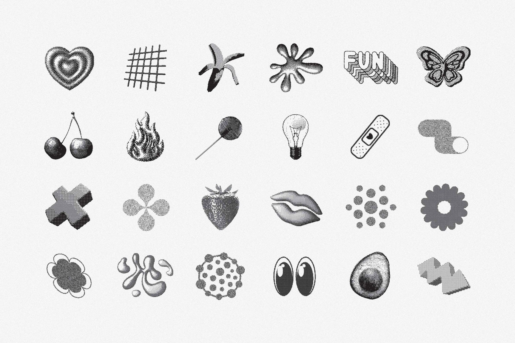 144 Dithering Bitmap Vector Shapes