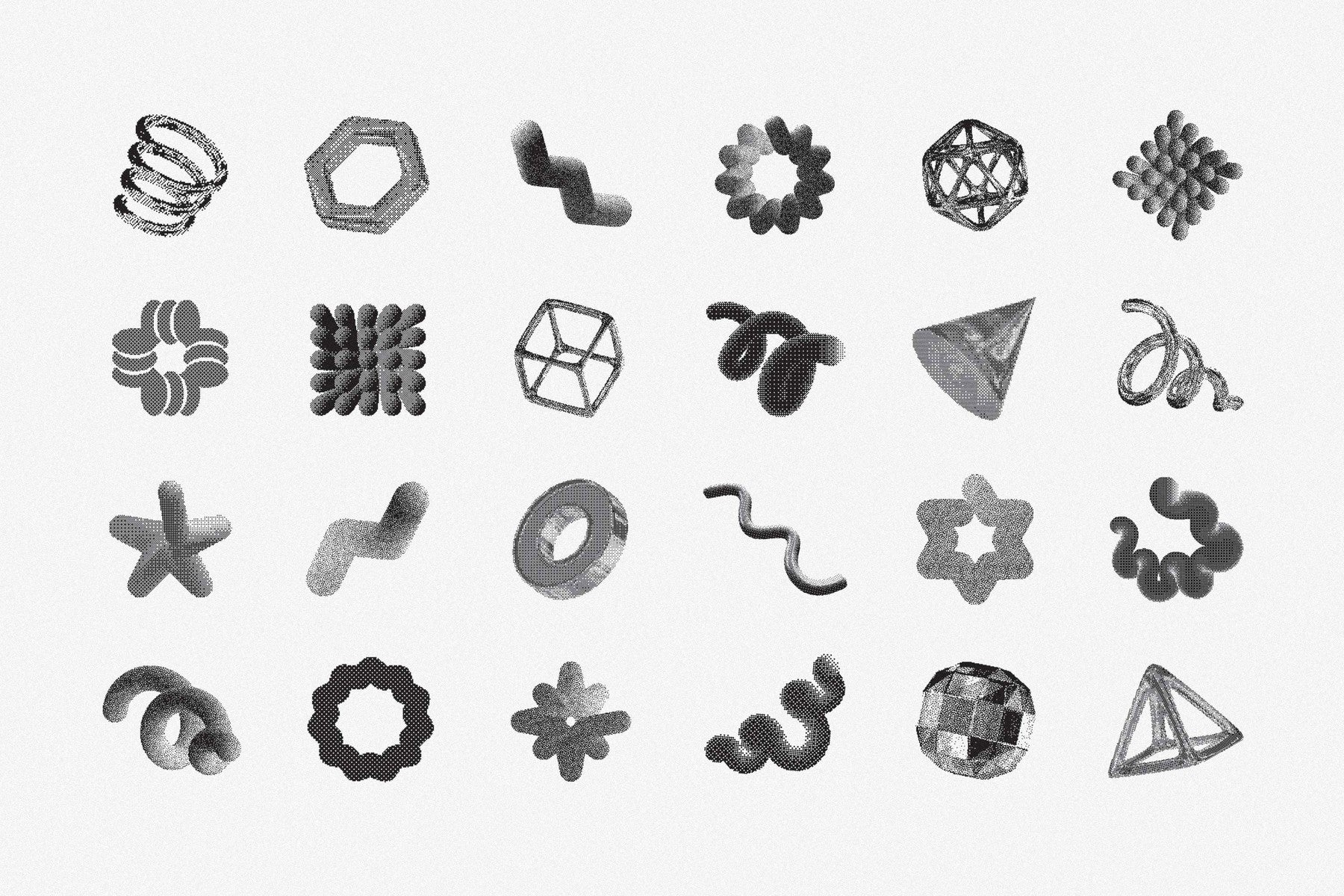 144 Dithering Bitmap Vector Shapes
