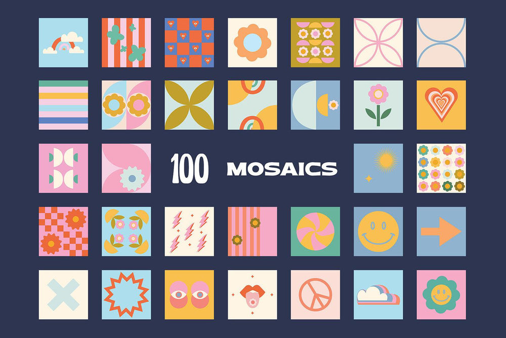 200 Vector Mosaics & Patterns by Designessense