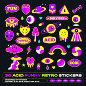 30 Acid Funny Retro Stickers