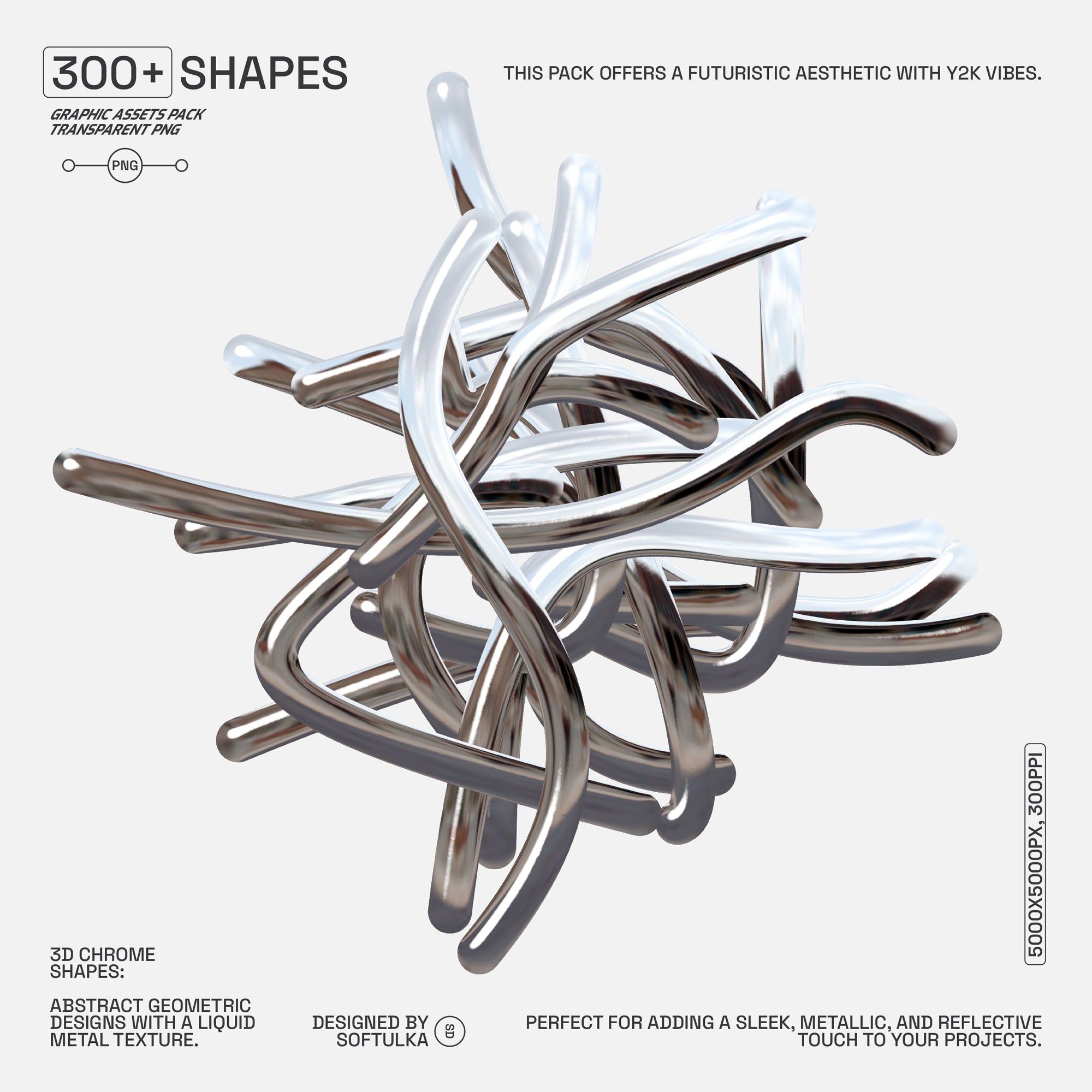 300+ Abstract Chrome Shapes Pack