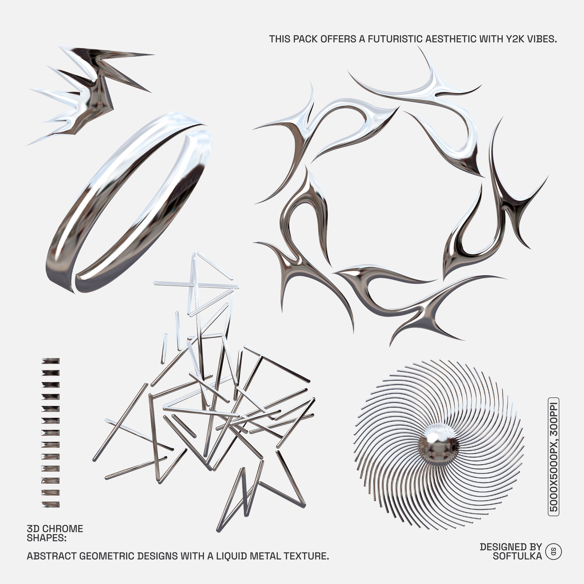 300+ Abstract Chrome Shapes Pack