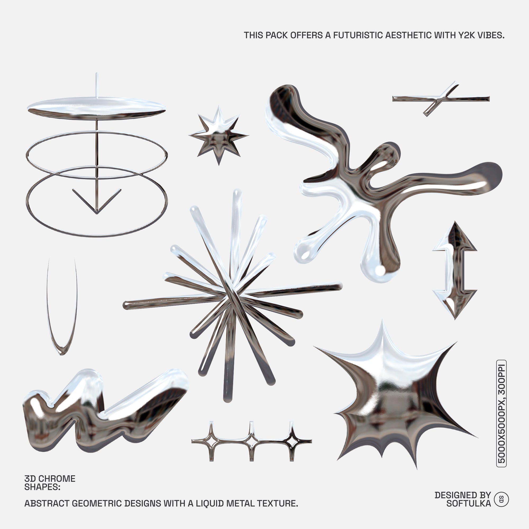 300+ Abstract Chrome Shapes Pack