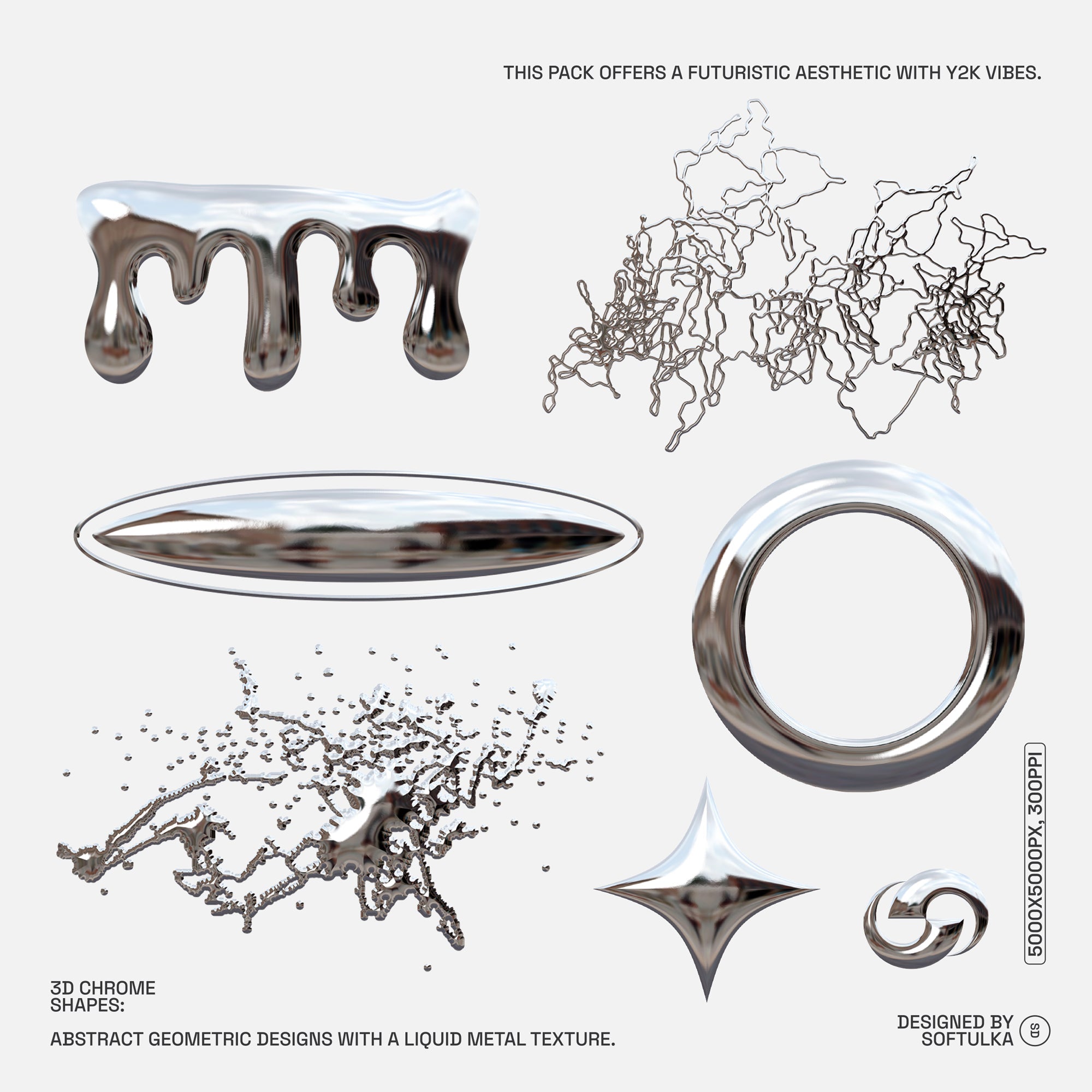 300+ Abstract Chrome Shapes Pack