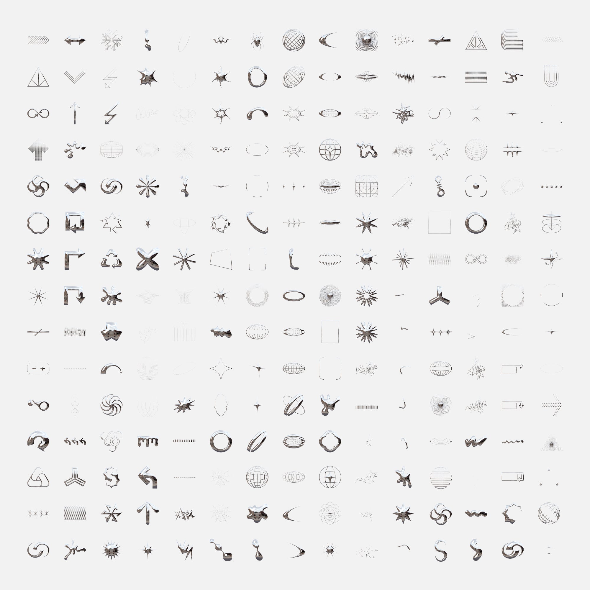 300+ Abstract Chrome Shapes Pack