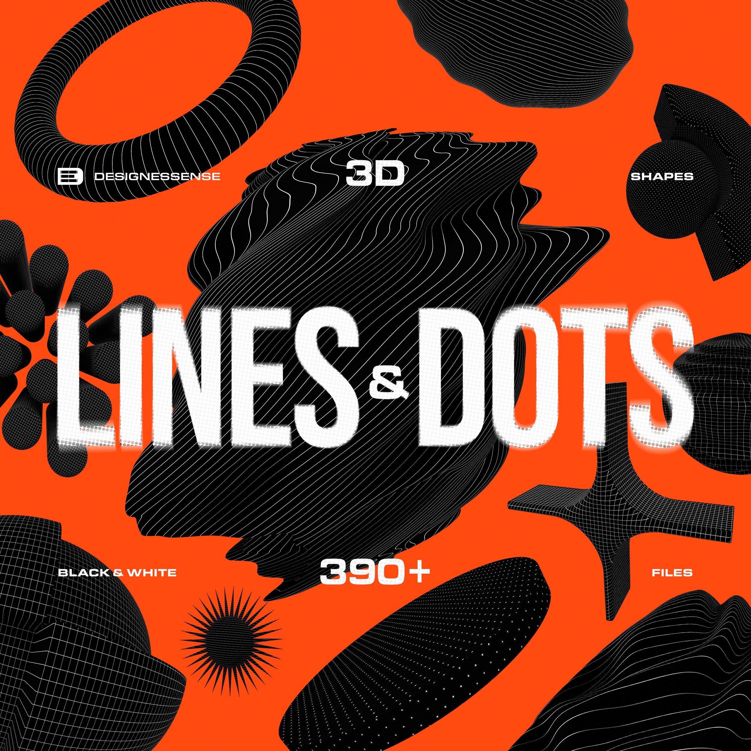 390+ Lines & Dots 3D Shapes