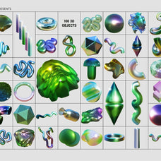 3D ARCADE GREEN Objects