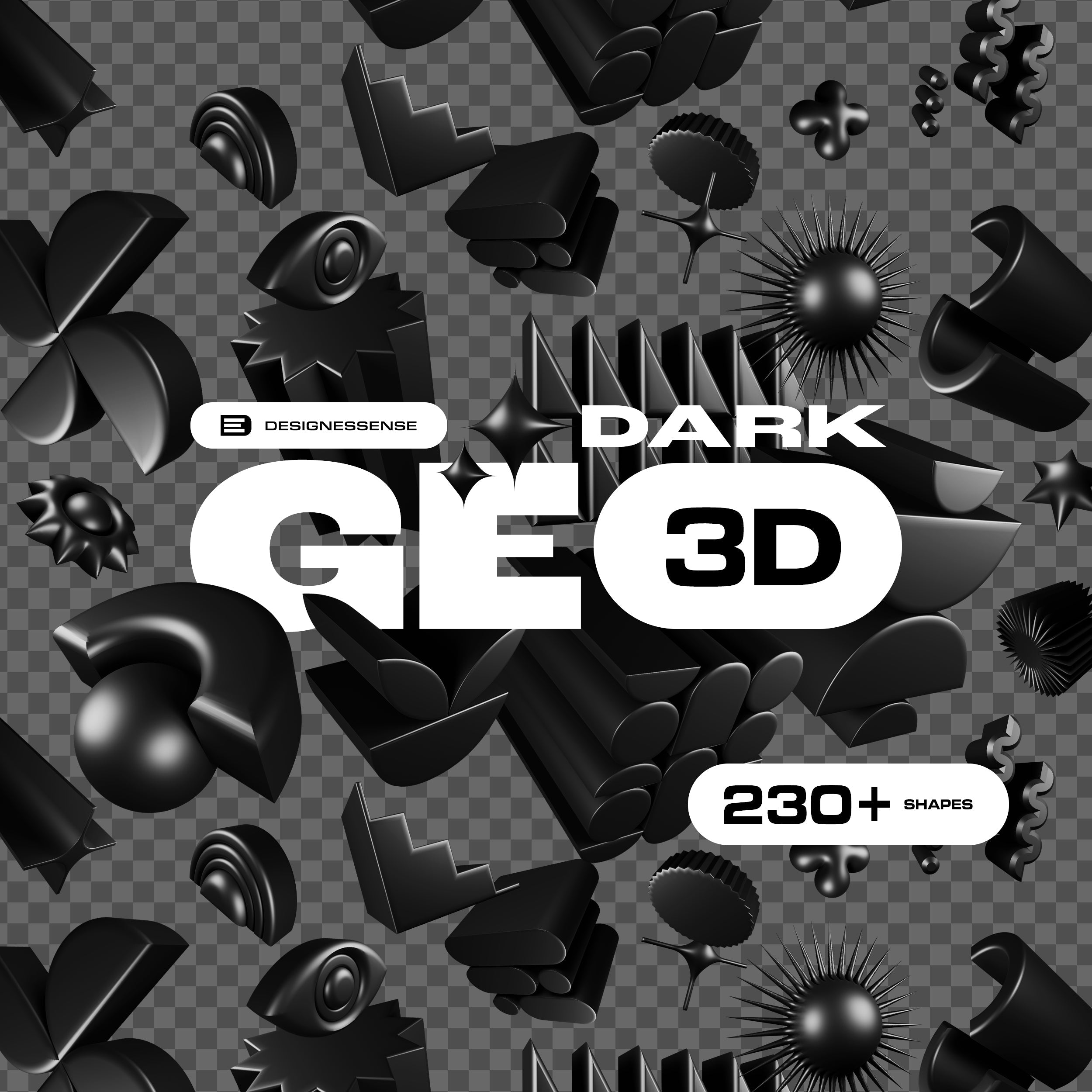 3D Dark Geometric Shapes