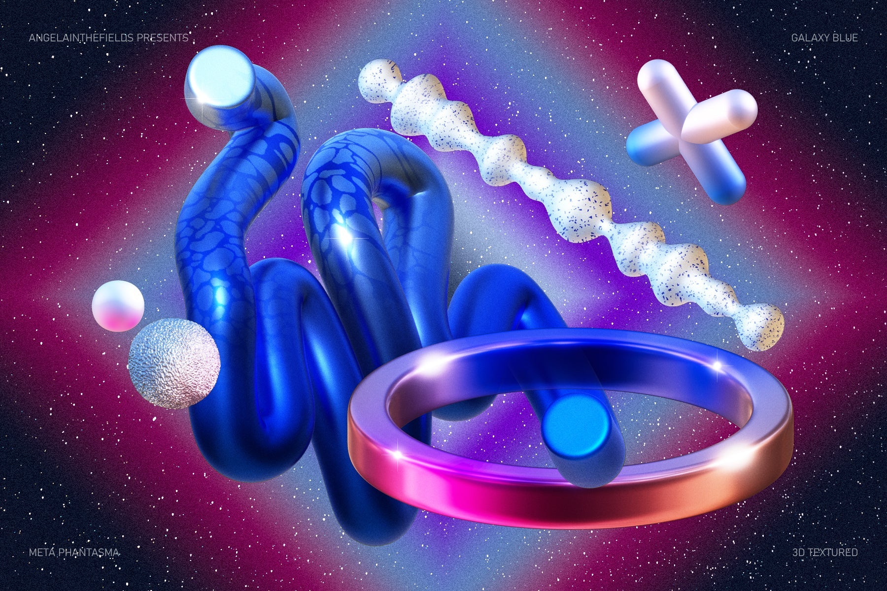 3D GALAXY BLUE Objects