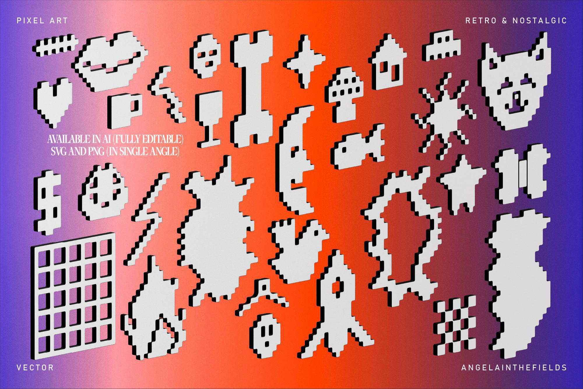 3D Pixel Love Vector Clipart