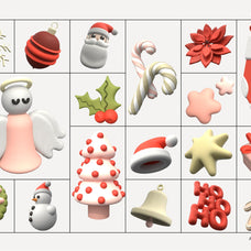 3D Retro Christmas Icons