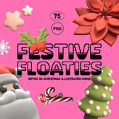 3D Retro Christmas Icons