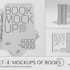 4 Book Mockups Set