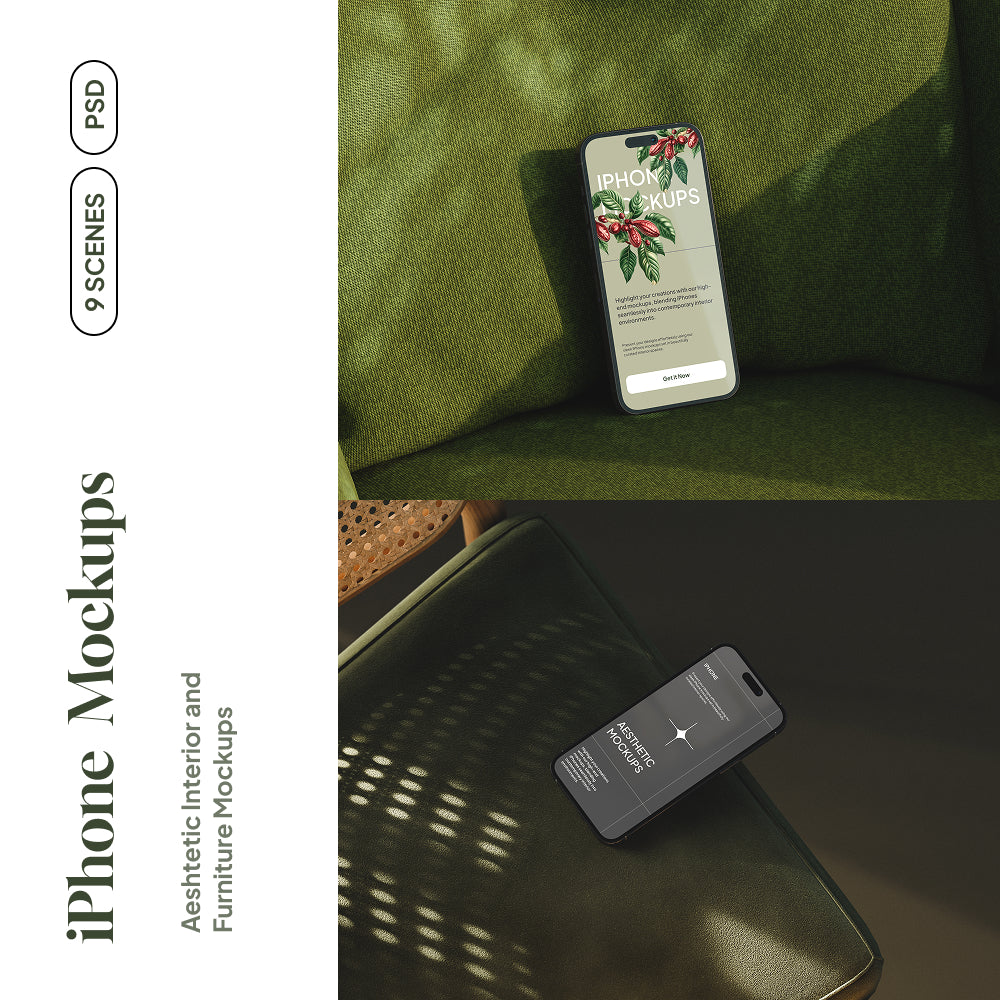 iPhone Mockups in Aesthetic Interior
