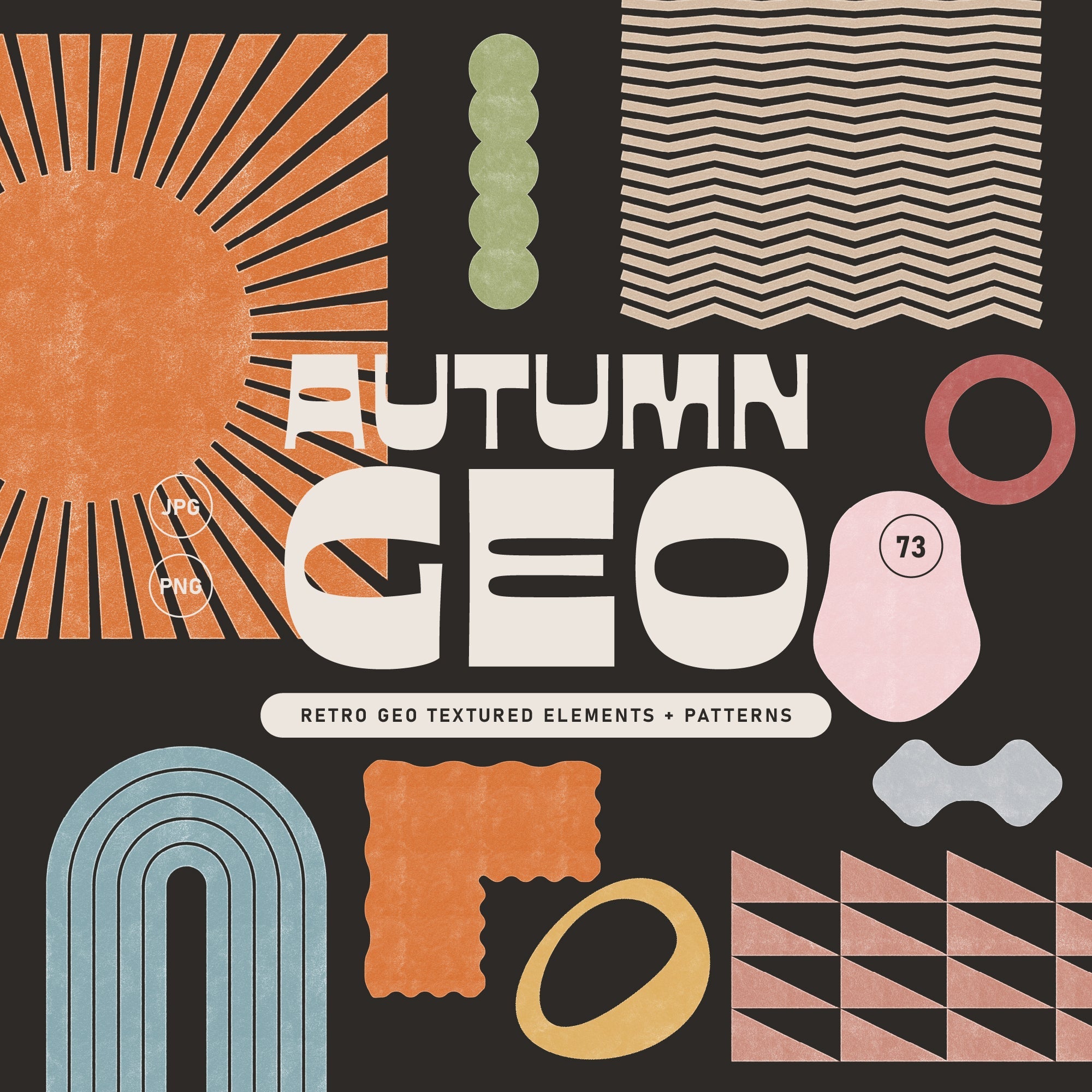 60+ Autumn Retro Geo Objects