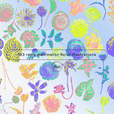 80s Floral Clipart + Bonus