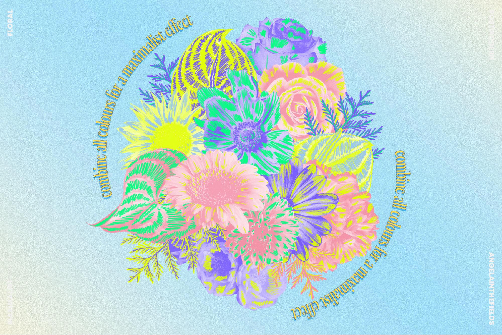 80s Floral Clipart + Bonus