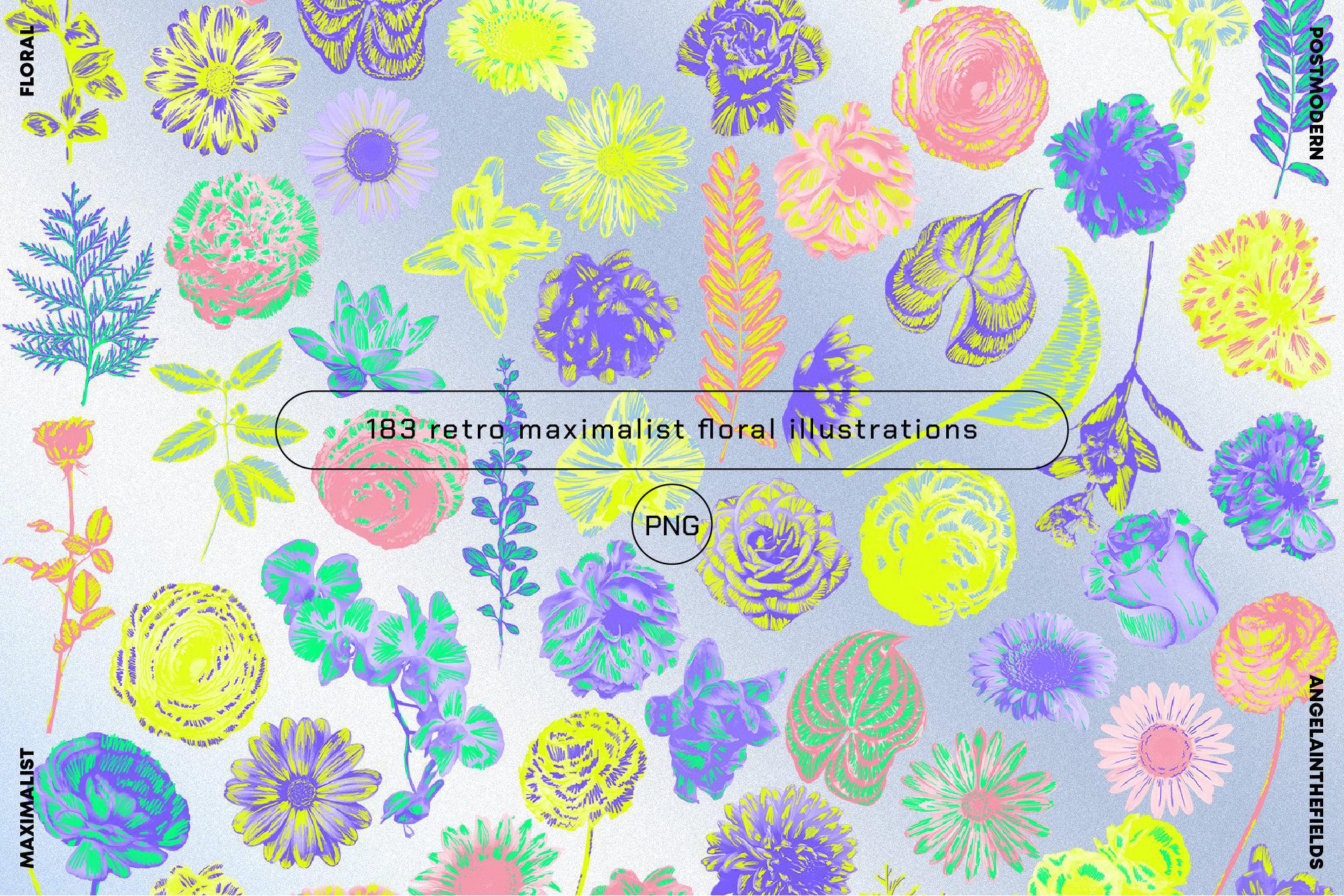 80s Floral Clipart + Bonus