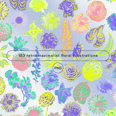 80s Floral Clipart + Bonus