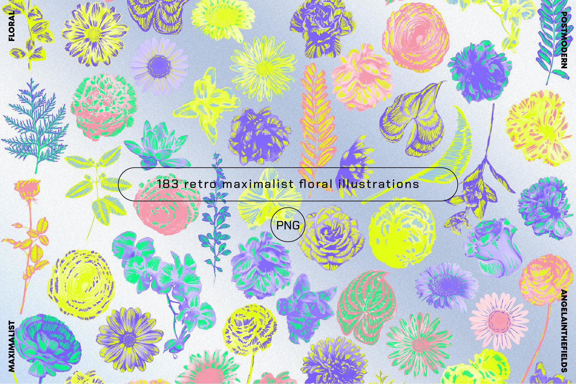 80s Floral Clipart + Bonus