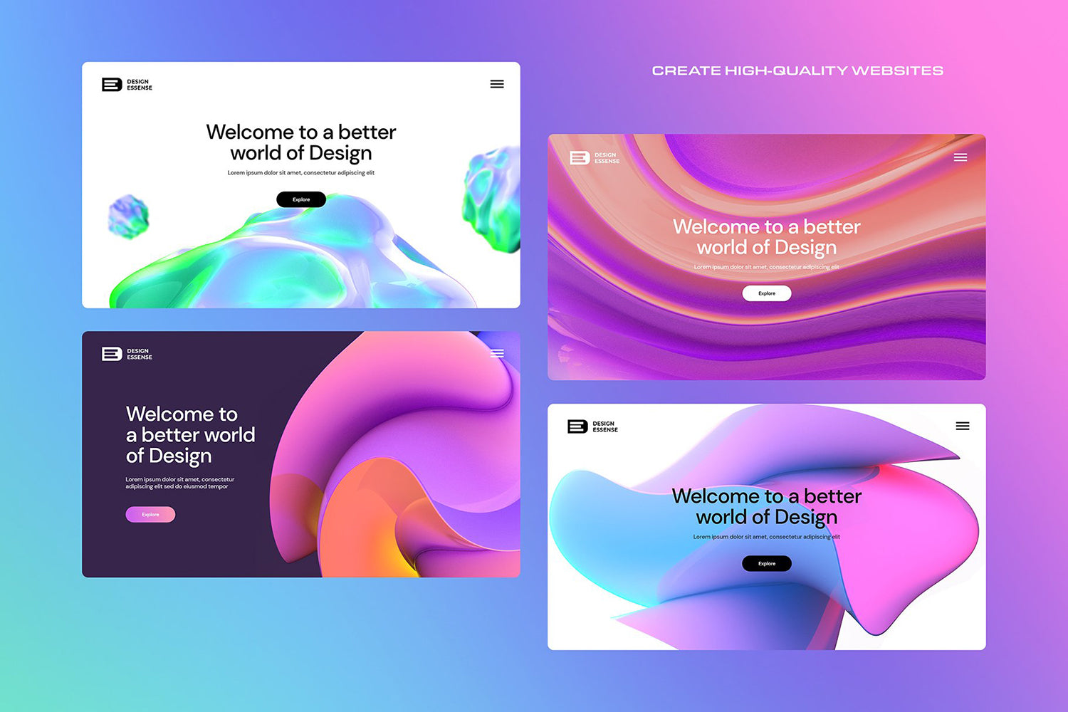 3D Gradient Abstract Shapes