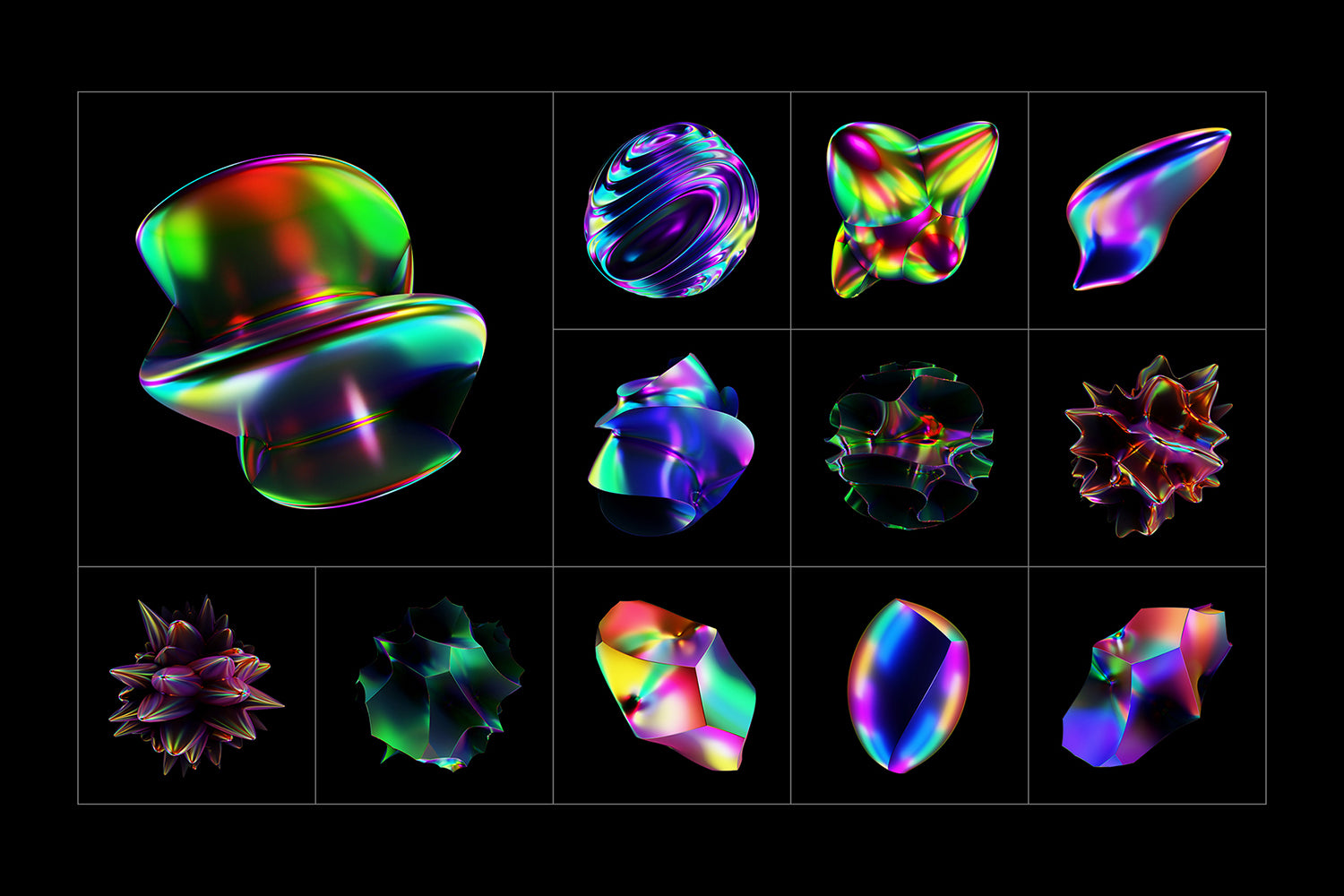 Holographic 3D Abstract Shapes