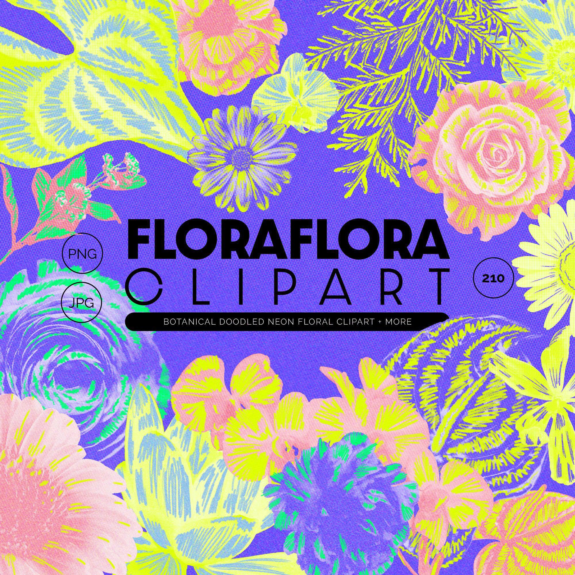 80s Floral Clipart + Bonus