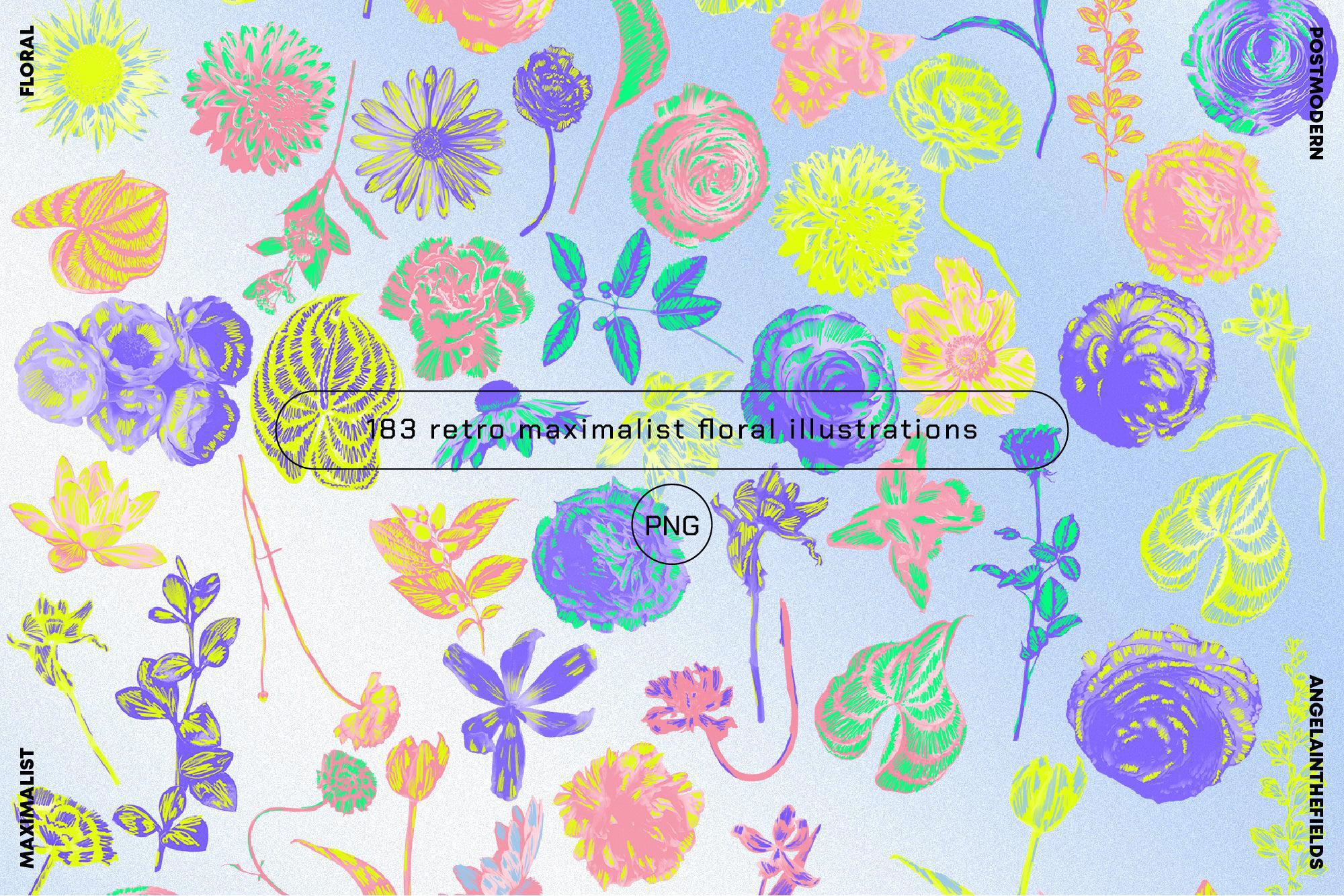 80s Floral Clipart + Bonus