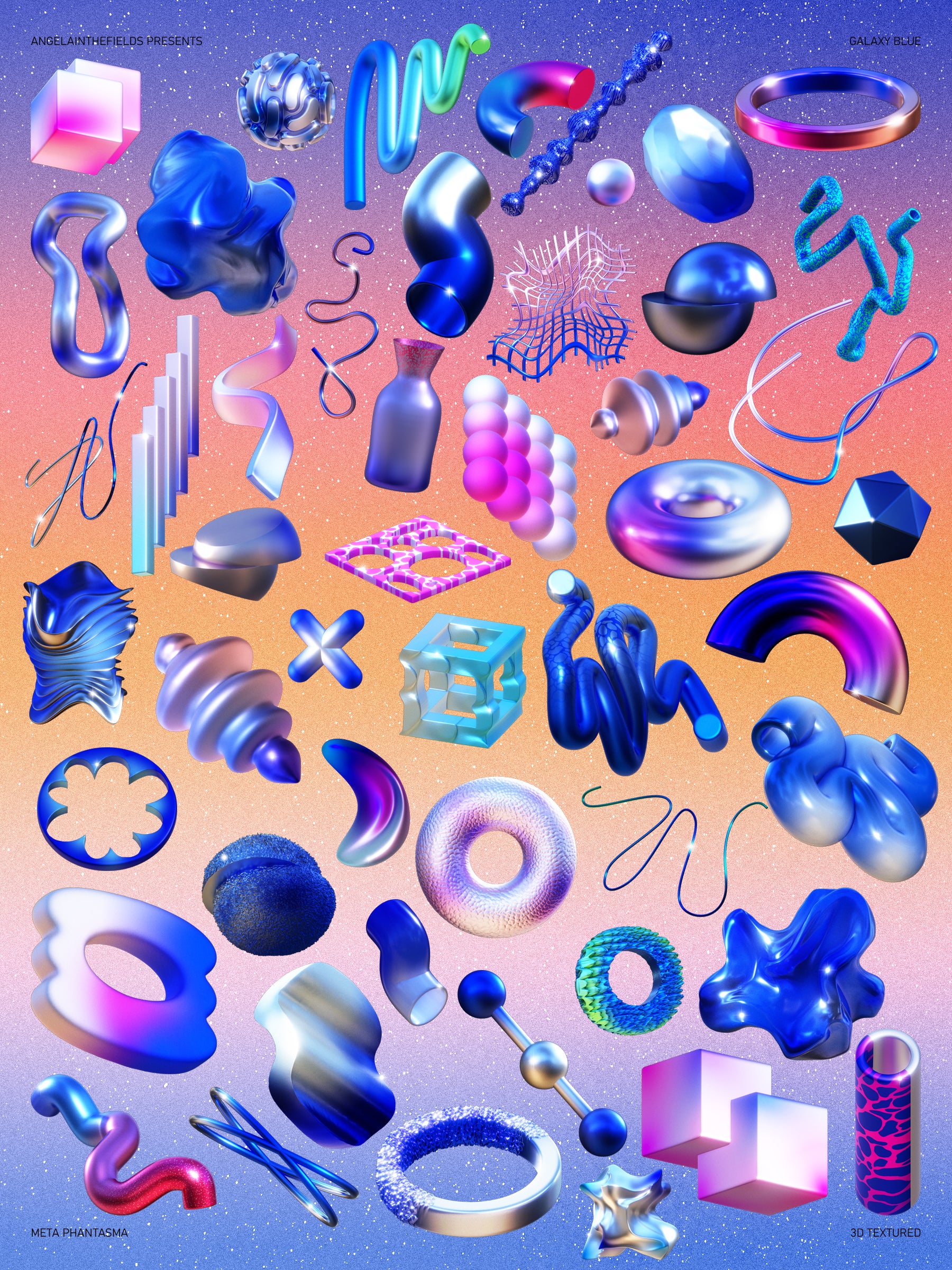 3D GALAXY BLUE Objects