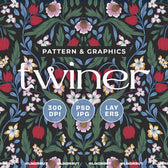 TWINER Elegant Botanical Floral Pattern