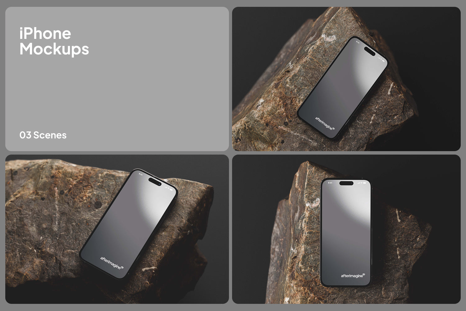 Apple Devices Mockups on Rock Surfaces