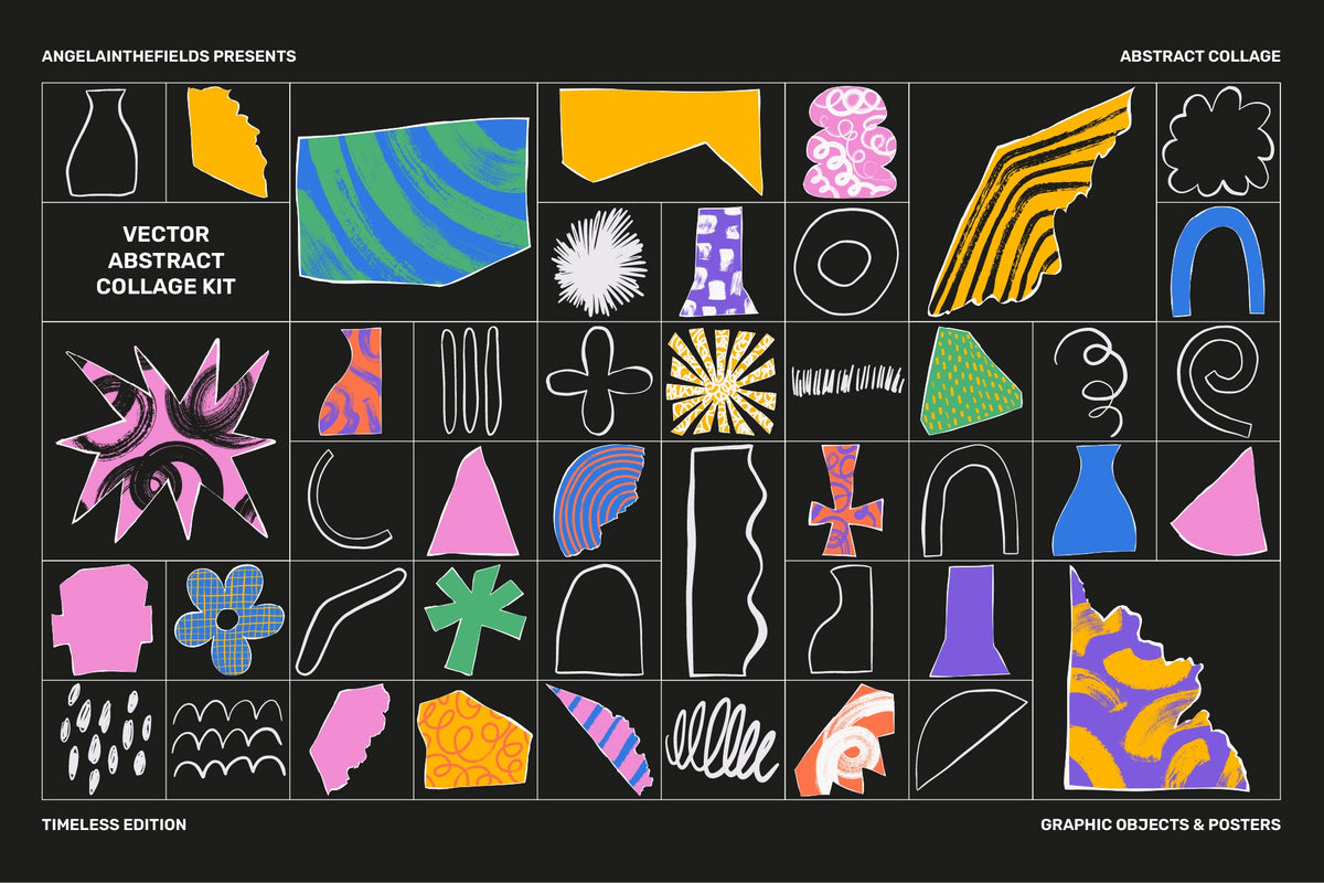 Abstract Collage Vector Clipart Set by angelainthefields