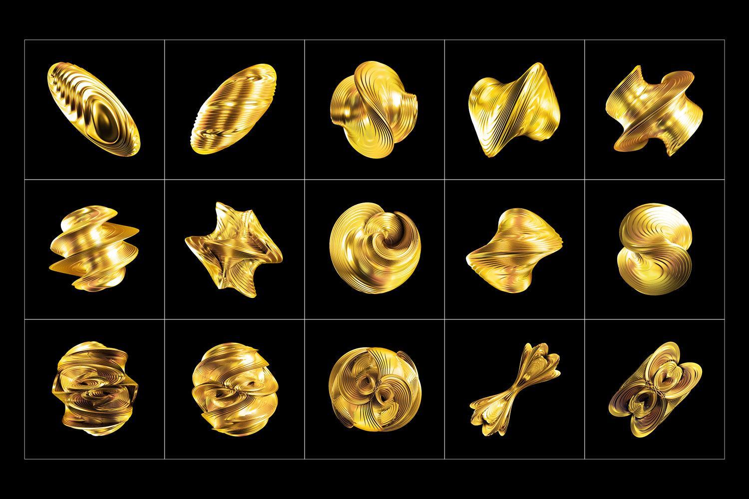 Abstract Gold 3D Shapes