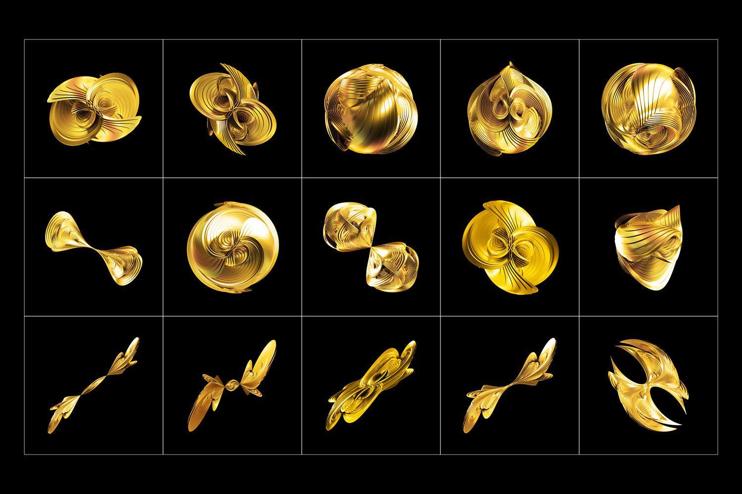 Abstract Gold 3D Shapes