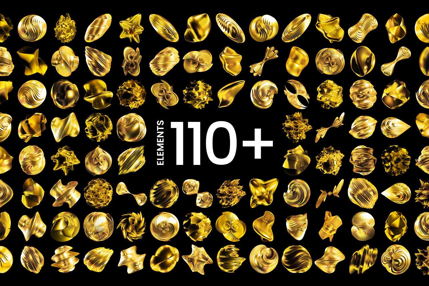 Abstract Gold 3D Shapes