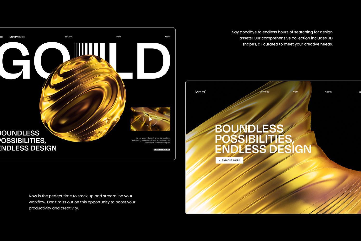 Abstract Gold 3D Shapes