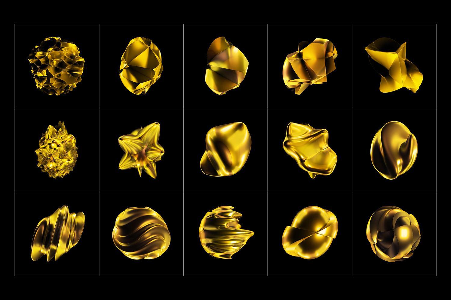 Abstract Gold 3D Shapes