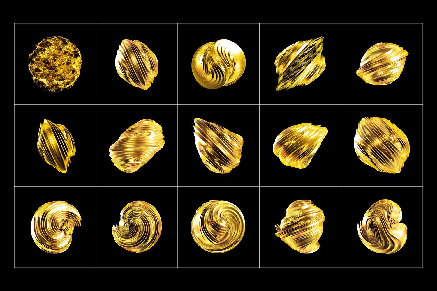 Abstract Gold 3D Shapes